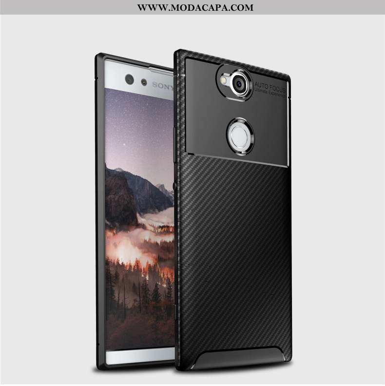 Capas Sony Xperia Xa2 Plus Silicone Antiqueda Fibra Preto Cases Telemóvel Venda