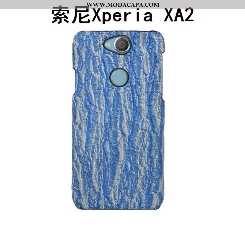 Capa Sony Xperia Xa2 Couro Estiloso Traseira Telemóvel Cases Antiqueda Azul Promoção