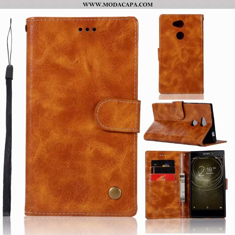 Capa Sony Xperia Xa2 Ultra Vintage Carteira Cinza Cobre Cases Telemóvel Suporte Barato