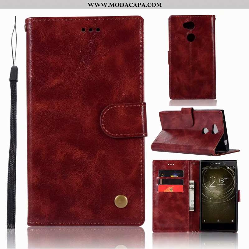 Capa Sony Xperia Xa2 Ultra Vintage Carteira Cinza Cobre Cases Telemóvel Suporte Barato