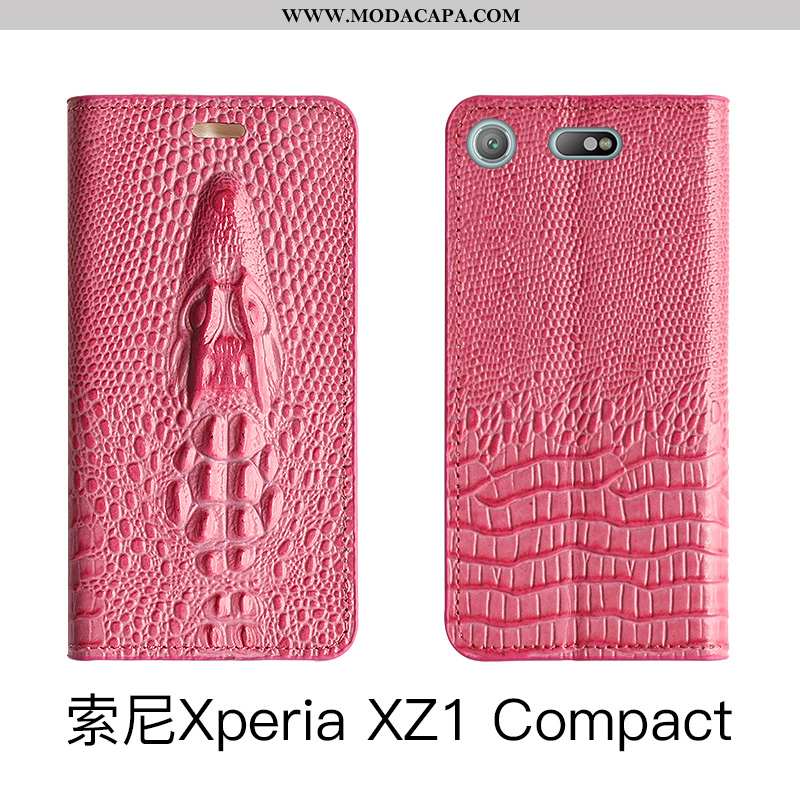 Capas Sony Xperia Xz1 Compact Couro Genuíno Rosa Cases Midi Multifuncional Protetoras Venda