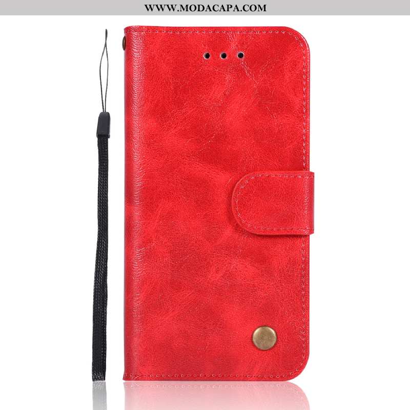 Capas Sony Xperia Xz1 Compact Couro Carteira Vintage Telemóvel Vermelho Suporte Venda