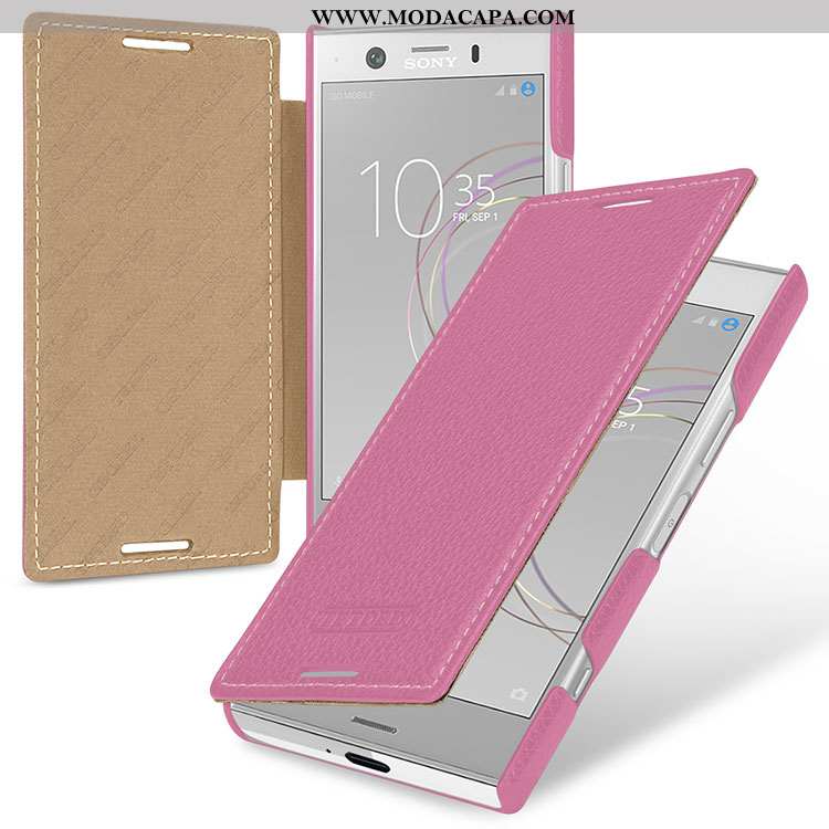 Capa Sony Xperia Xz1 Compact Couro Genuíno Capas Vermelho Antiqueda Telemóvel Cases Protetoras Venda