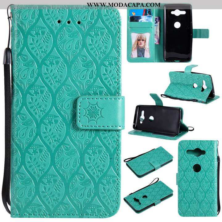 Capas Sony Xperia Xz2 Compact Couro Antiqueda Verde Telemóvel Cover Cases Promoção