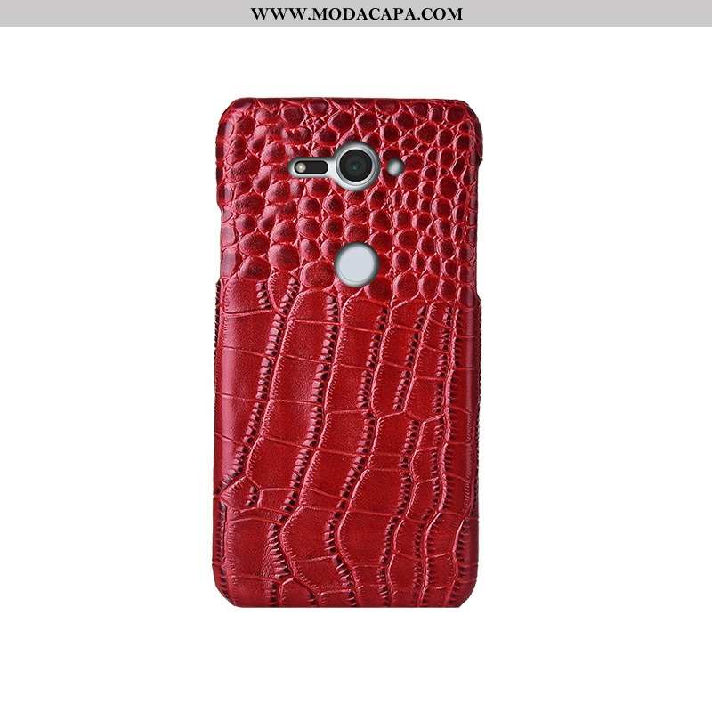 Capa Sony Xperia Xz2 Compact Protetoras Couro Genuíno Cases Vermelho Criativas Telemóvel Luxo Promoç