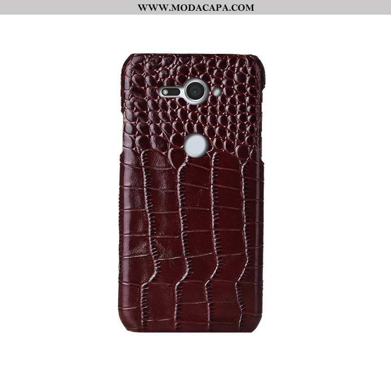 Capa Sony Xperia Xz2 Compact Protetoras Couro Genuíno Cases Vermelho Criativas Telemóvel Luxo Promoç