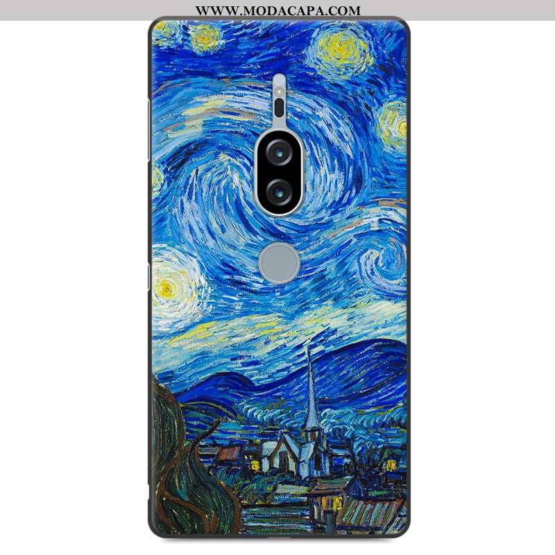 Capa Sony Xperia Xz2 Premium Silicone Azul Escuro Desenho Animado Completa Soft Cases Criativas Onli