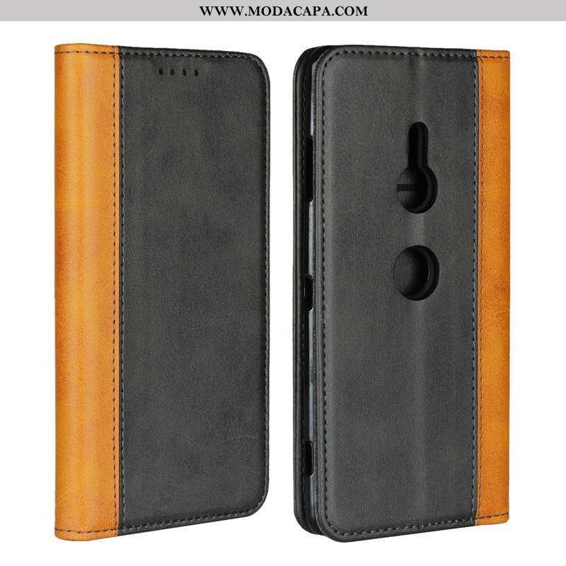 Capa Sony Xperia Xz3 Couro Protetoras Capas Costura Cases Vintage Preto Comprar