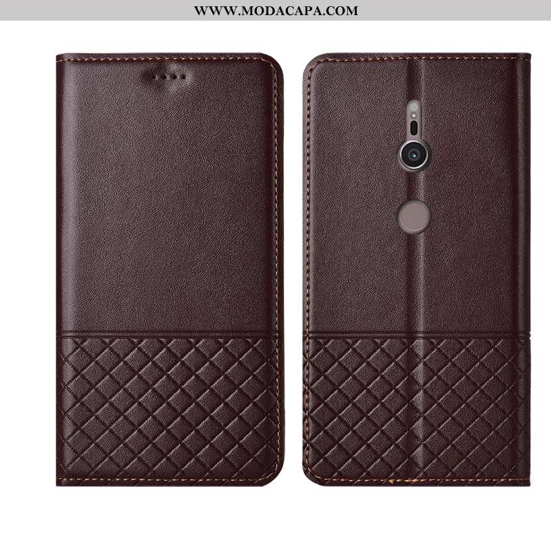 Capa Sony Xperia Xz3 Soft Antiqueda Couro Vermelho Cases Telemóvel Couro Genuíno Baratos