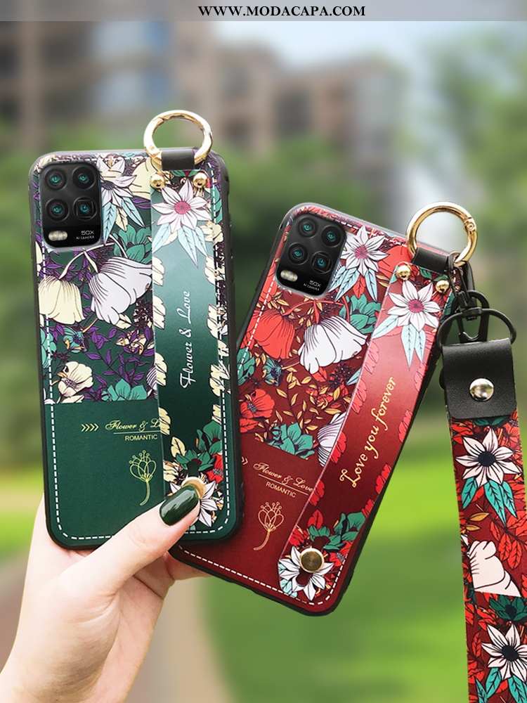 Capas Xiaomi Mi 10 Lite Slim Florido Estiloso Wrisband Cases Pequena Silicone Promoção