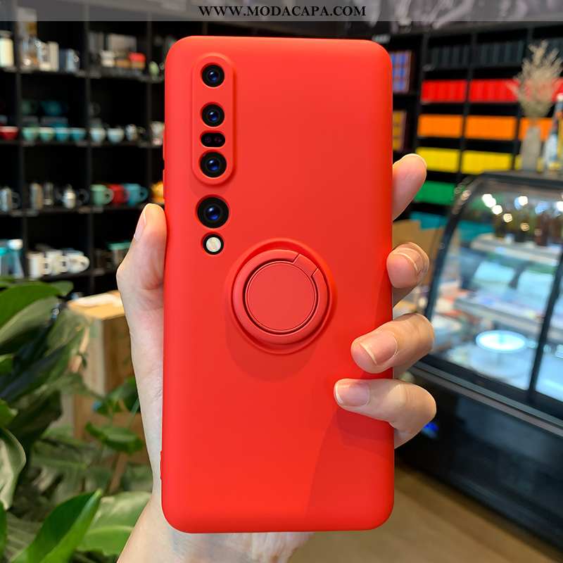 Capa Xiaomi Mi 10 Pro Silicone Cases Suporte Malha Criativas Branco Vermelho Promoção