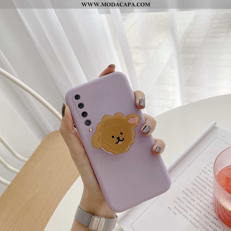 Capa Xiaomi Mi 10 Protetoras Pequena Antiqueda Urso Telemóvel Roxa Simples Baratas