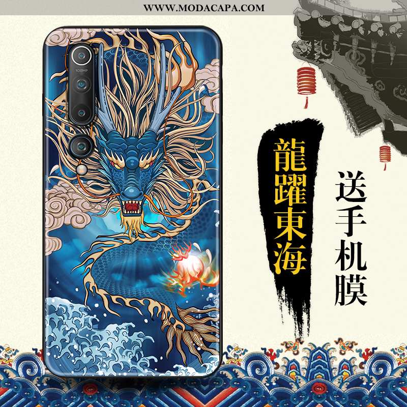 Capas Xiaomi Mi 10 Protetoras Cases Pequena Criativas Azul Telemóvel Tendencia Promoção