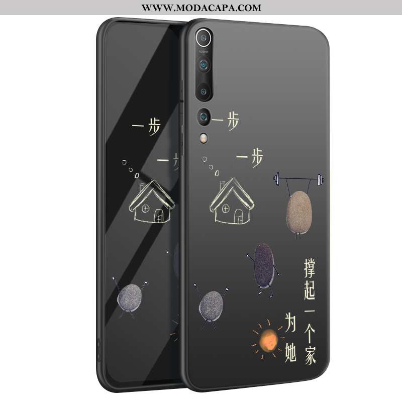 Capas Xiaomi Mi 10 Slim Cases Pequena Tendencia Protetoras Silicone Preto Promoção