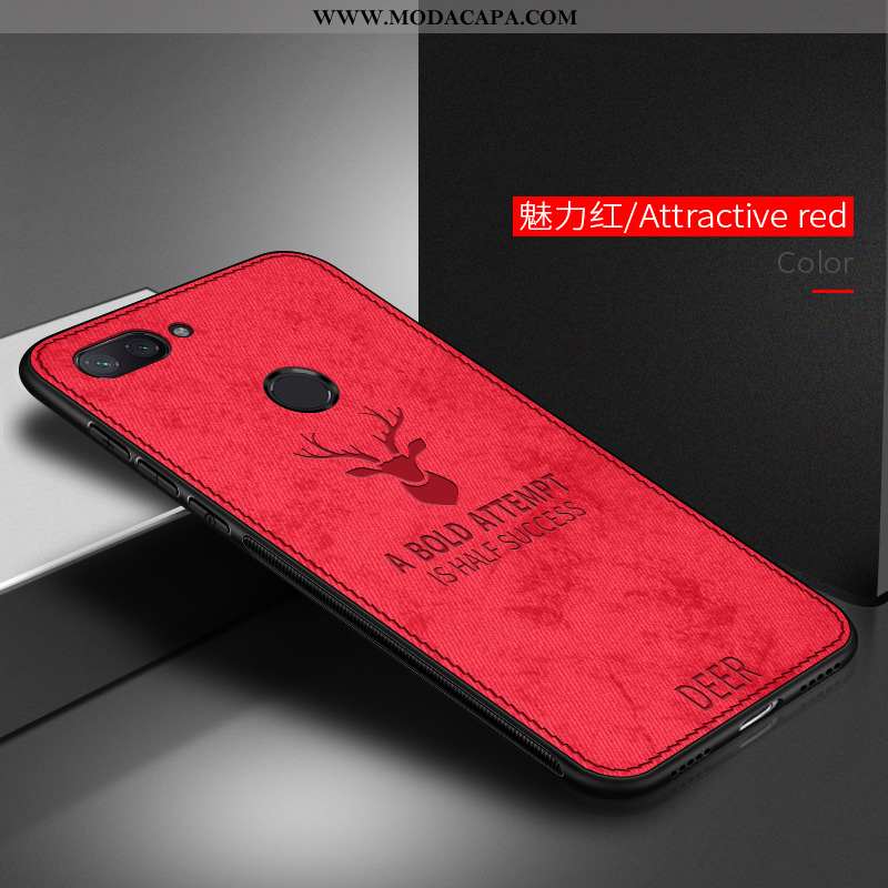 Capa Xiaomi Mi 8 Lite Silicone Vermelho Tecido Cases Fosco Super Personalizada Baratos