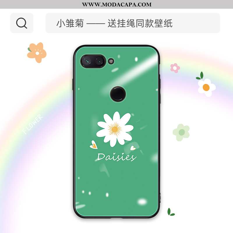Capa Xiaomi Mi 8 Lite Fofas Vermelho Florido Resistente Protetoras Antiqueda Malha Barato