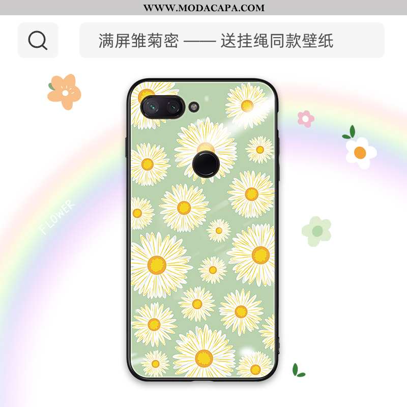 Capa Xiaomi Mi 8 Lite Fofas Vermelho Florido Resistente Protetoras Antiqueda Malha Barato