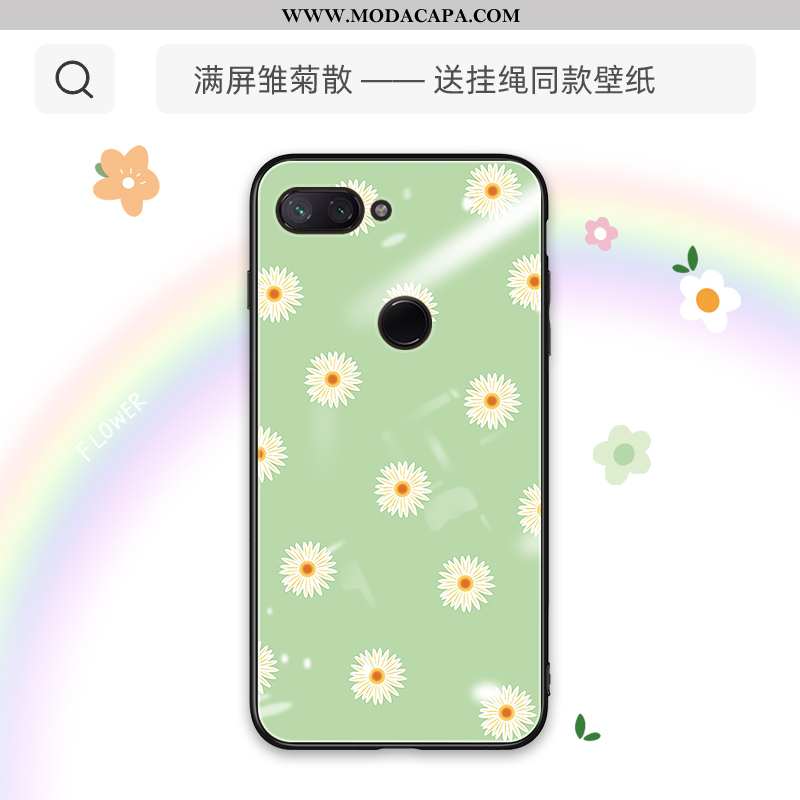 Capa Xiaomi Mi 8 Lite Fofas Vermelho Florido Resistente Protetoras Antiqueda Malha Barato