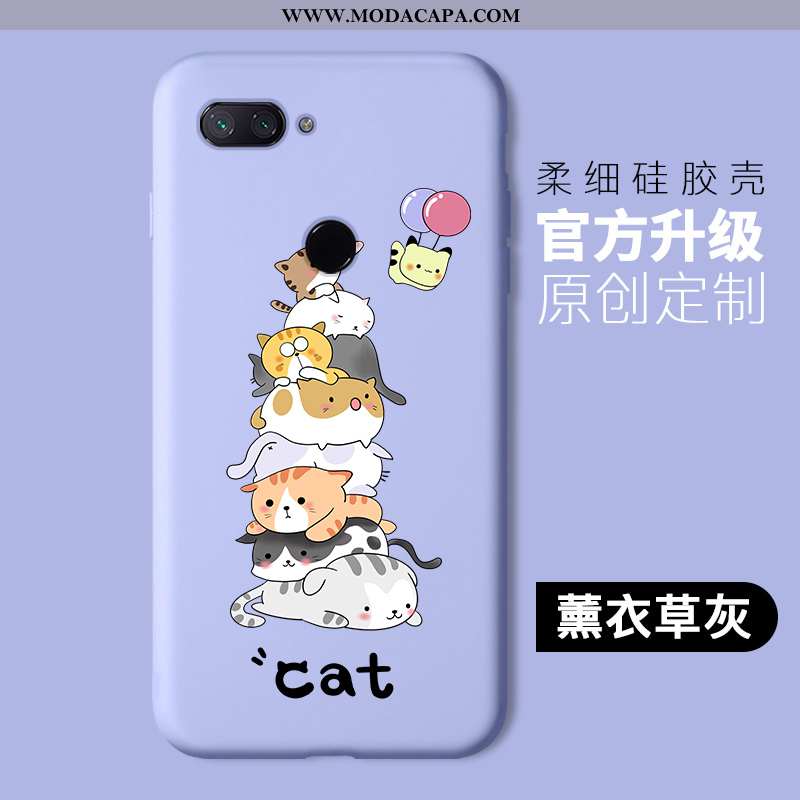 Capas Xiaomi Mi 8 Lite Desenho Animado Pequena Gatinho Completa Silicone Roxa Protetoras Online