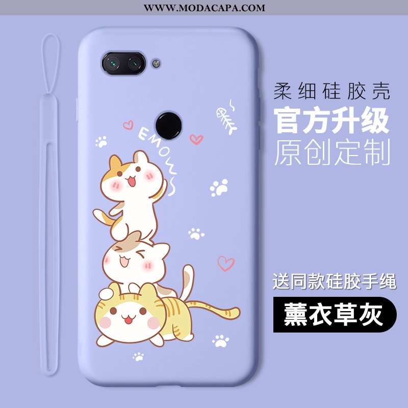 Capas Xiaomi Mi 8 Lite Desenho Animado Pequena Gatinho Completa Silicone Roxa Protetoras Online