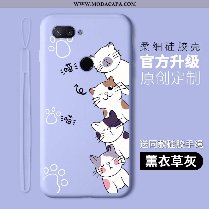 Capas Xiaomi Mi 8 Lite Desenho Animado Pequena Gatinho Completa Silicone Roxa Protetoras Online