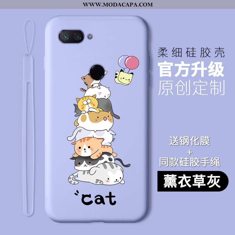 Capas Xiaomi Mi 8 Lite Desenho Animado Pequena Gatinho Completa Silicone Roxa Protetoras Online