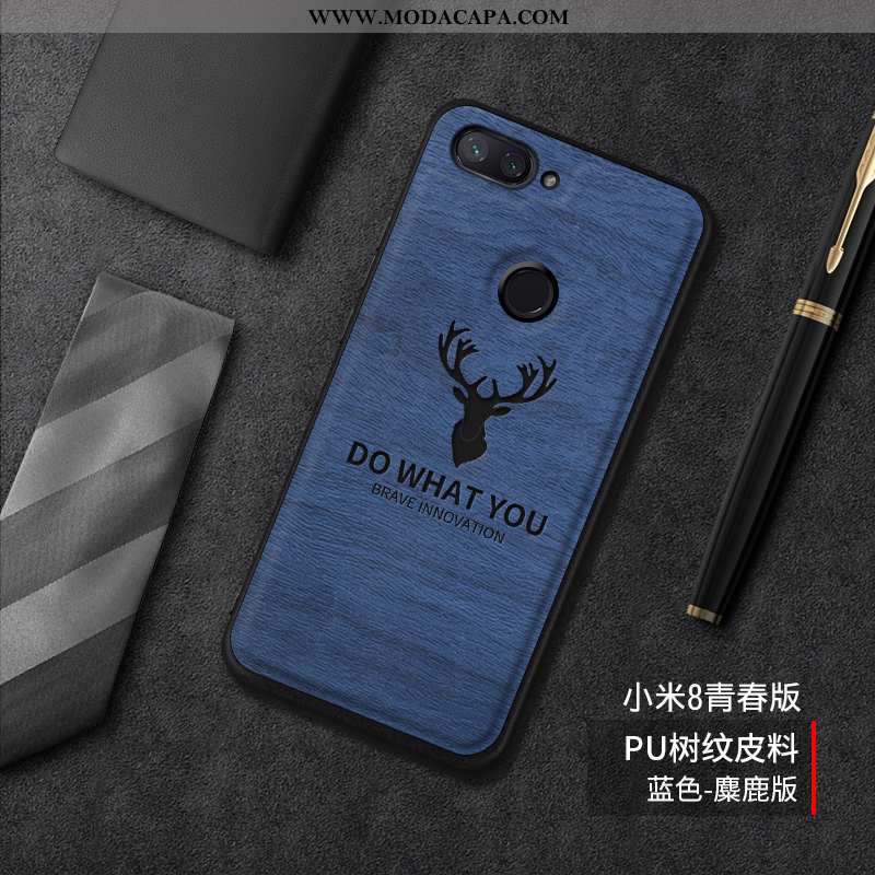 Capas Xiaomi Mi 8 Lite Desenho Animado Cases Silicone Protetoras Antiqueda Telinha Azul Promoção