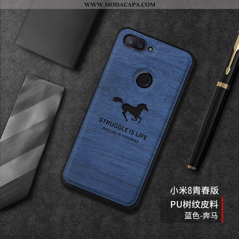 Capas Xiaomi Mi 8 Lite Desenho Animado Cases Silicone Protetoras Antiqueda Telinha Azul Promoção