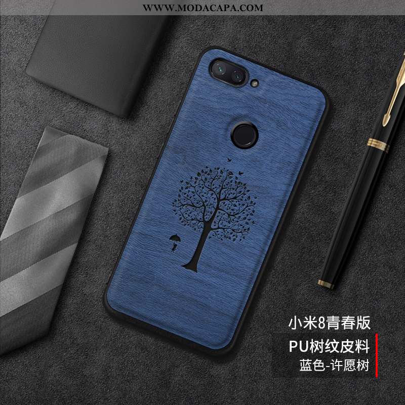 Capas Xiaomi Mi 8 Lite Desenho Animado Cases Silicone Protetoras Antiqueda Telinha Azul Promoção