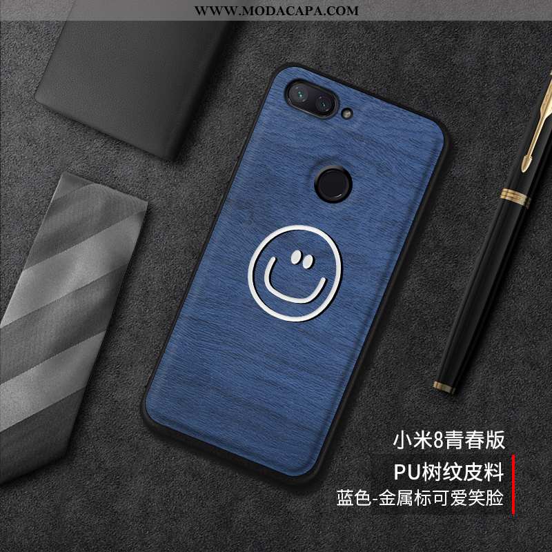 Capas Xiaomi Mi 8 Lite Desenho Animado Cases Silicone Protetoras Antiqueda Telinha Azul Promoção