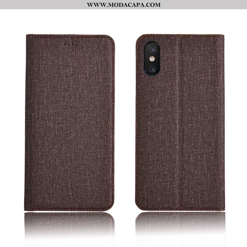 Capas Xiaomi Mi 8 Pro Couro Telemóvel Cover Dourado Antiqueda Tela Nova Venda