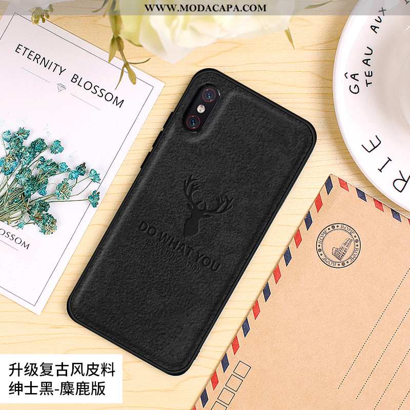 Capas Xiaomi Mi 8 Pro Fosco Soft Silicone Retro Couro Cinza Venda