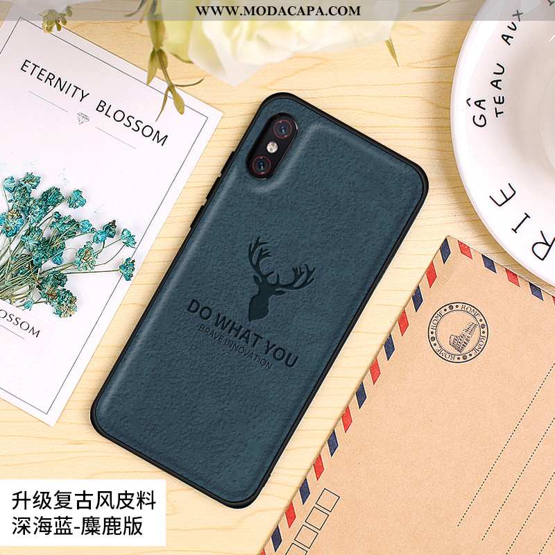 Capas Xiaomi Mi 8 Pro Fosco Soft Silicone Retro Couro Cinza Venda