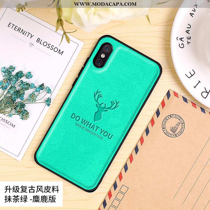 Capas Xiaomi Mi 8 Pro Fosco Soft Silicone Retro Couro Cinza Venda