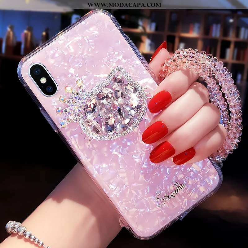 Capa Xiaomi Mi 8 Pro Cristais Rosa Cordao Strass Capas Gato Primavera Venda