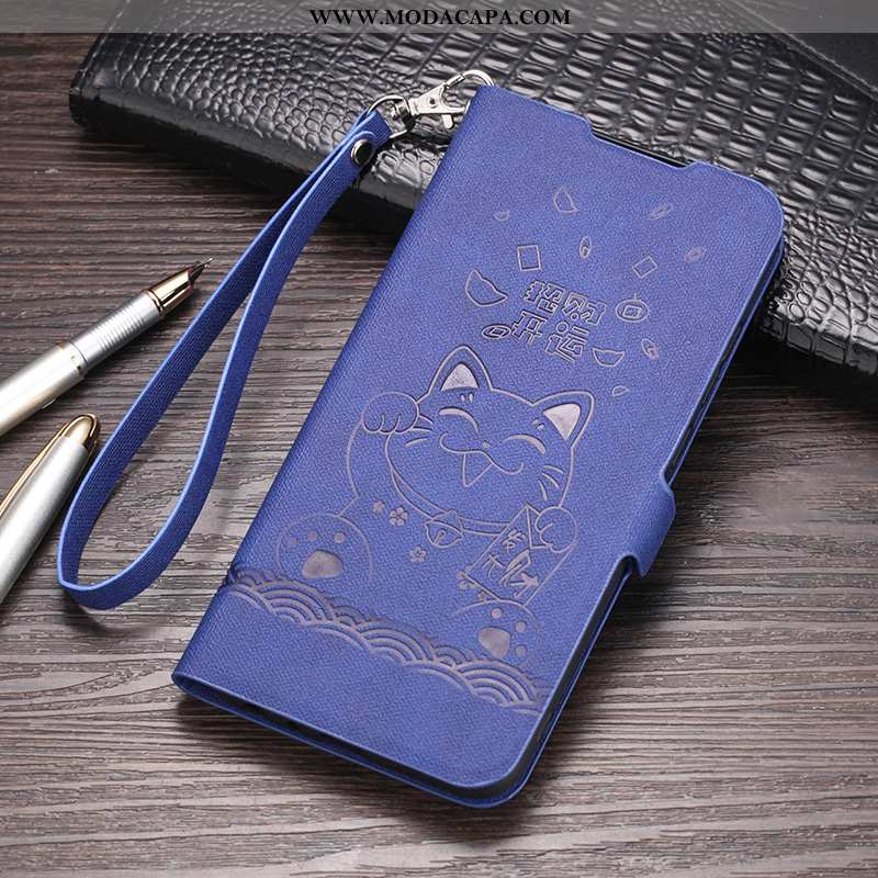 Capa Xiaomi Mi 8 Couro Azul Pequena Soft Cases Protetoras Completa Online