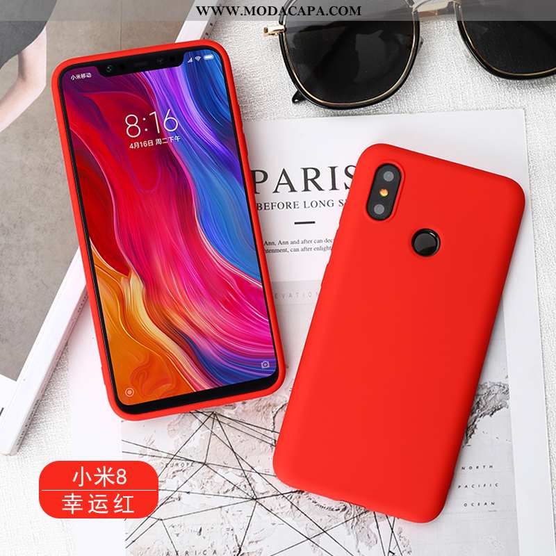 Capa Xiaomi Mi 8 Soft Capas Cases Vermelho Silicone Telemóvel Azul Promoção