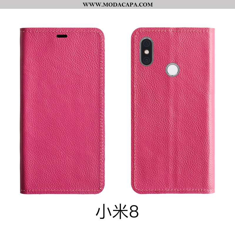 Capas Xiaomi Mi 8 Protetoras Couro Legitimo Telemóvel Pequena Vaca Primavera Baratas