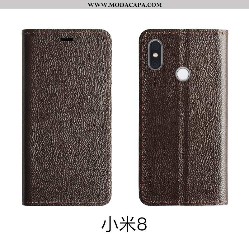 Capas Xiaomi Mi 8 Protetoras Couro Legitimo Telemóvel Pequena Vaca Primavera Baratas