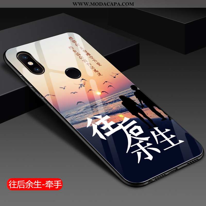 Capas Xiaomi Mi 8 Vidro Silicone Resistente Antiqueda Azul Cases Telemóvel Promoção