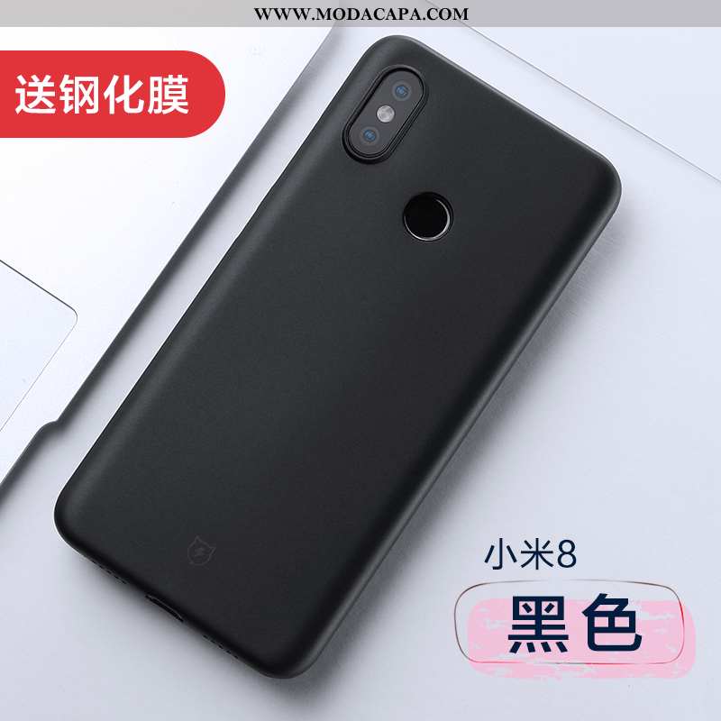 Capa Xiaomi Mi 8 Tendencia Slim Pequena Vermelho Telemóvel Preto Fosco Promoção