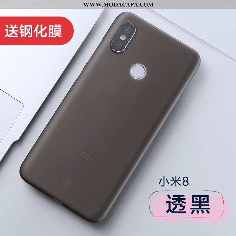 Capa Xiaomi Mi 8 Tendencia Slim Pequena Vermelho Telemóvel Preto Fosco Promoção