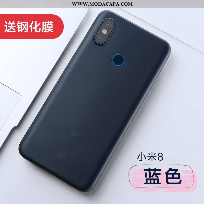 Capa Xiaomi Mi 8 Tendencia Slim Pequena Vermelho Telemóvel Preto Fosco Promoção