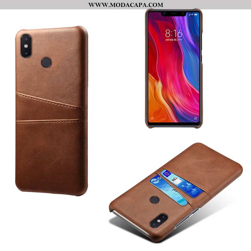 Capa Xiaomi Mi 8 Couro De Grau Cases Marrom Capas Primavera Negócio Barato