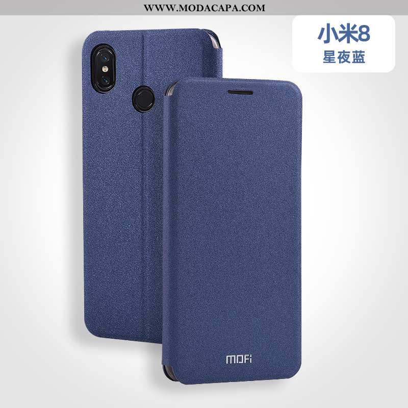 Capa Xiaomi Mi 8 Protetoras Soft Telinha Azul Telemóvel Silicone Couro Baratos