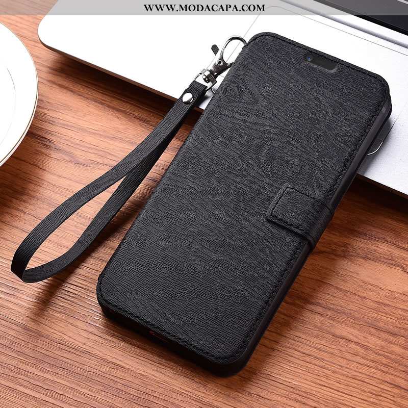 Capa Xiaomi Mi 9 Lite Protetoras Couro Preto Telinha Antiqueda Completa Capas Baratas