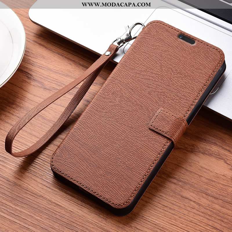 Capa Xiaomi Mi 9 Lite Protetoras Couro Preto Telinha Antiqueda Completa Capas Baratas