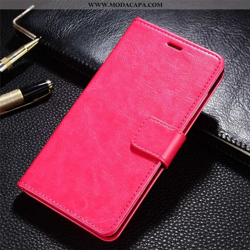 Capa Xiaomi Mi 9 Lite Protetoras Cases Pequena Telemóvel Vermelho Antiqueda Couro Promoção