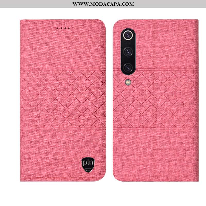 Capas Xiaomi Mi 9 Lite Linho Cover Cases Telinha Telemóvel Couro Rosa Venda