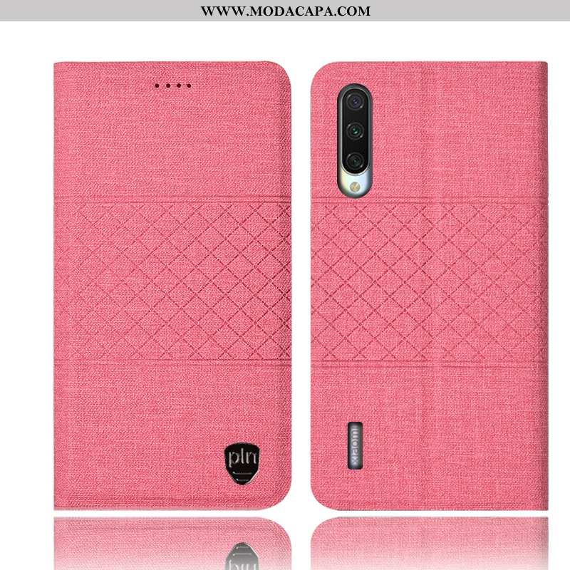 Capas Xiaomi Mi 9 Lite Linho Cover Cases Telinha Telemóvel Couro Rosa Venda